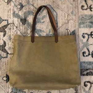 Madewell canvas large transport tote olive canvas and leather straps